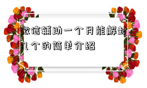 微信解封-微信辅助一个月能解封几个的简单介绍(1)