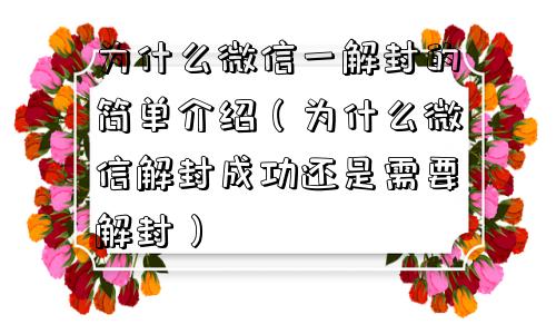 微信保号-为什么微信一解封的简单介绍（为什么微信解封成功还是需要解封）(1)