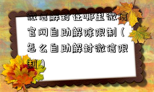 微信保号-微信解封在哪里微信官网自助解除限制（怎么自助解封微信限制）(1)