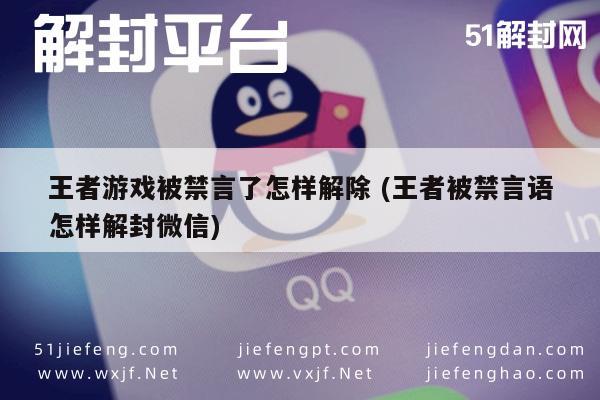 微信保号-王者游戏被禁言了怎样解除 (王者被禁言语怎样解封微信)(1)